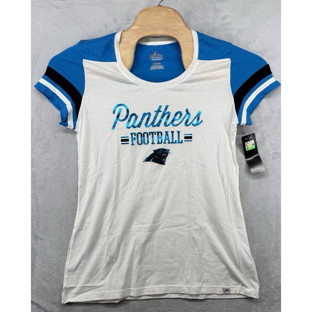Majestic Carolina Panthers Short Sleeve T-Shirt NFL Football Women's Size XL NWT